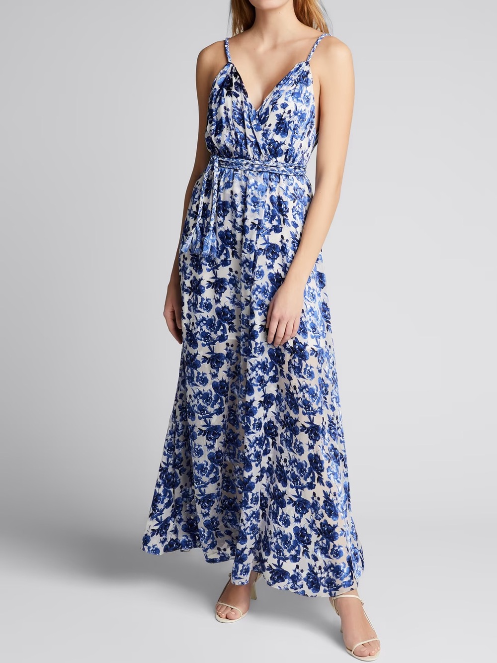 Alice + Olivia SILK Samantha Mock Wrap Maxi Dress with Belt Size 4